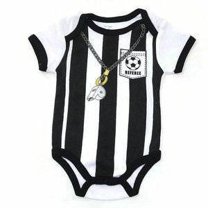 Baby Boy Bodysuit 3-6M One Piece Football Coach Short Sleeves Outfit Black/White